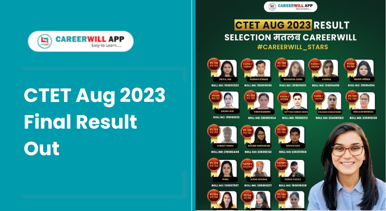 CTET AUG 2023 Final Result Out Careerwill toppers careerwill app carerwill stars